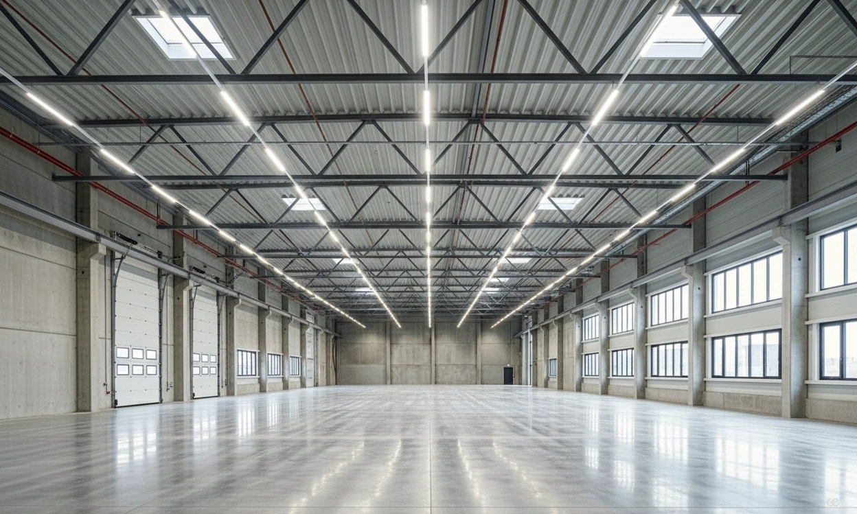 Moderní LED osvětlení průmyslové haly
