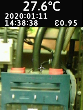 Termovizní snímek – kontrola rozvodny (  27.6 °C)