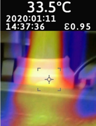 Termovizní snímek – kontrola rozvodny (  33.5 °C)