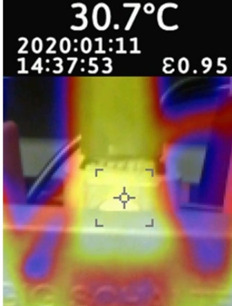 Termovizní snímek – kontrola rozvodny (  30.7 °C)